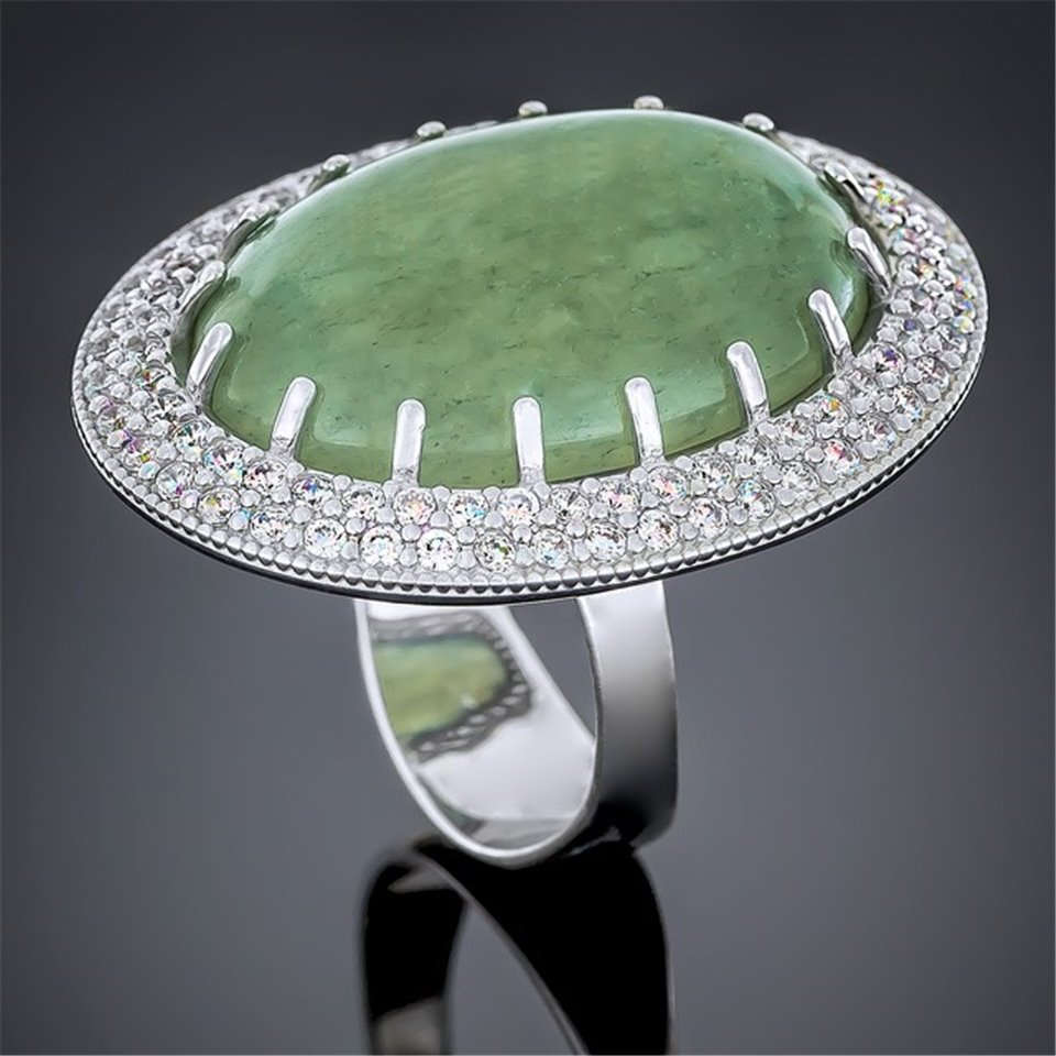 Перстень 476 авантюрин зелений Rh Timofeev