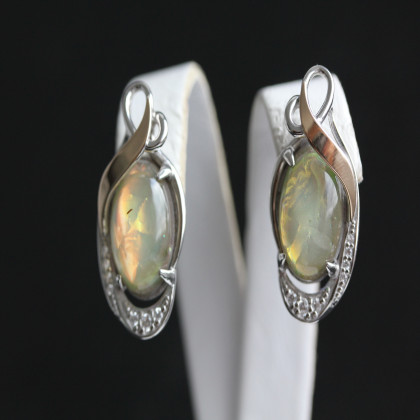 Сережки 277 опал імітація сірий Rh Timofeev