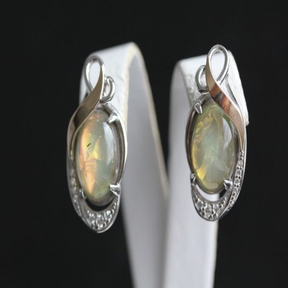 Сережки 277 опал імітація сірий Rh Timofeev