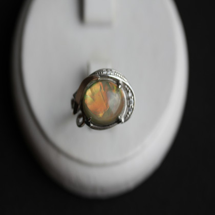 Перстень 277 опал сірий імітація Rh Timofeev