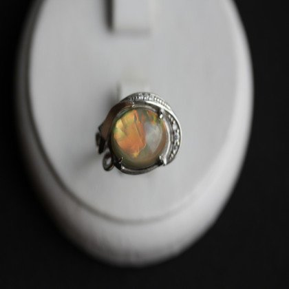 Перстень 277 опал сірий імітація Rh Timofeev