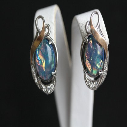 Сережки 277 опал імітація синій Rh Timofeev