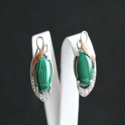 Сережки 277 малахіт Rh Timofeev