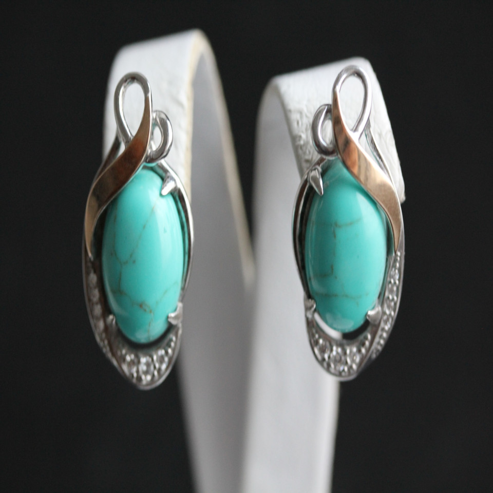 Сережки 277 бірюза імітація Rh Timofeev