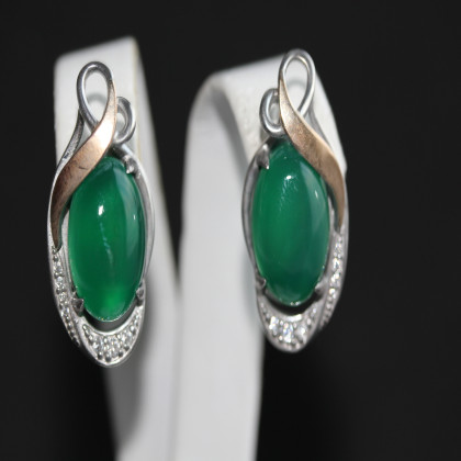 Сережки 277 агат зелений Rh Timofeev