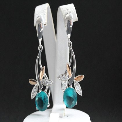 Сережки 53 кварц зелений Rh Timofeev