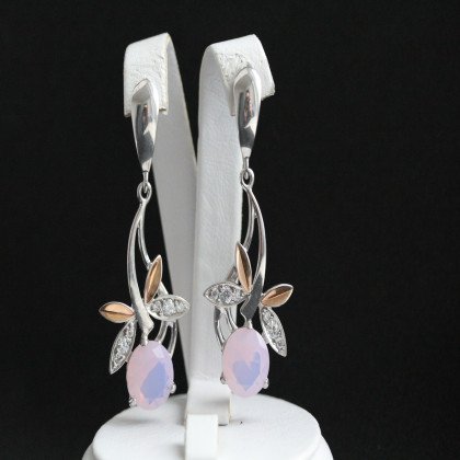 Сережки 53 кварц рожевий Rh Timofeev