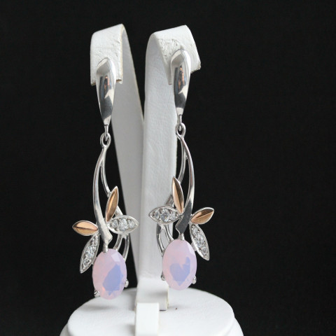 Сережки 53 кварц рожевий Rh Timofeev