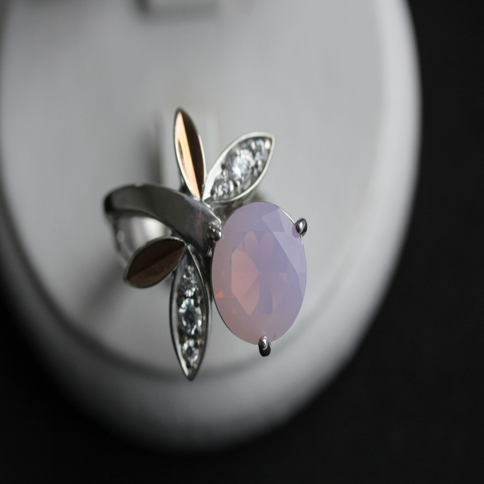 Перстень 53 кварц рожевий Rh Timofeev