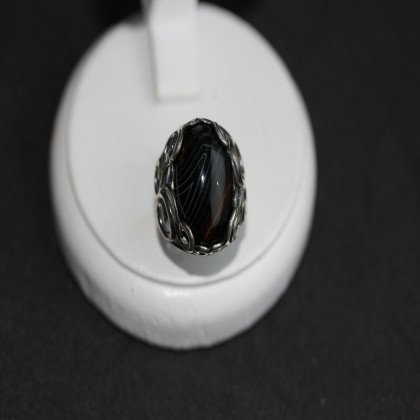 Перстень 592 агат полосатий Timofeev