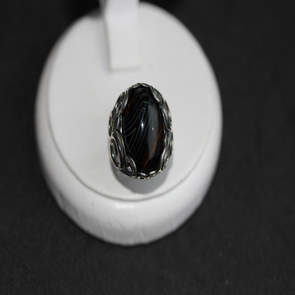 Перстень 592 агат полосатий Timofeev