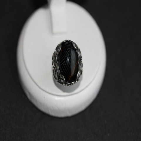 Перстень 592 агат полосатий Timofeev