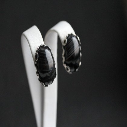 Сережки 592 агат полосатий Timofeev