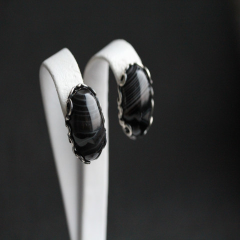 Сережки 592 агат полосатий Timofeev