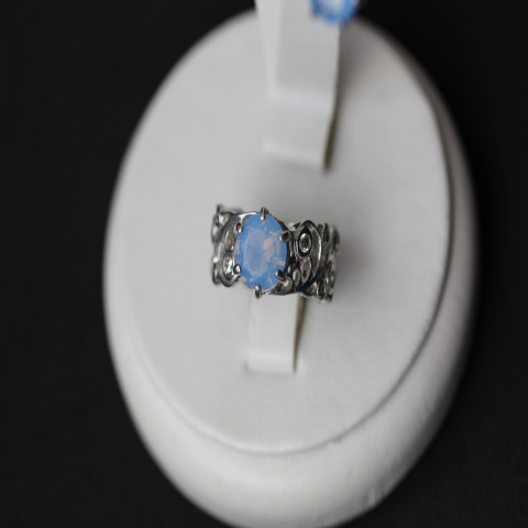 Перстень 604 альпініт молочно блакитний Rh Timofeev