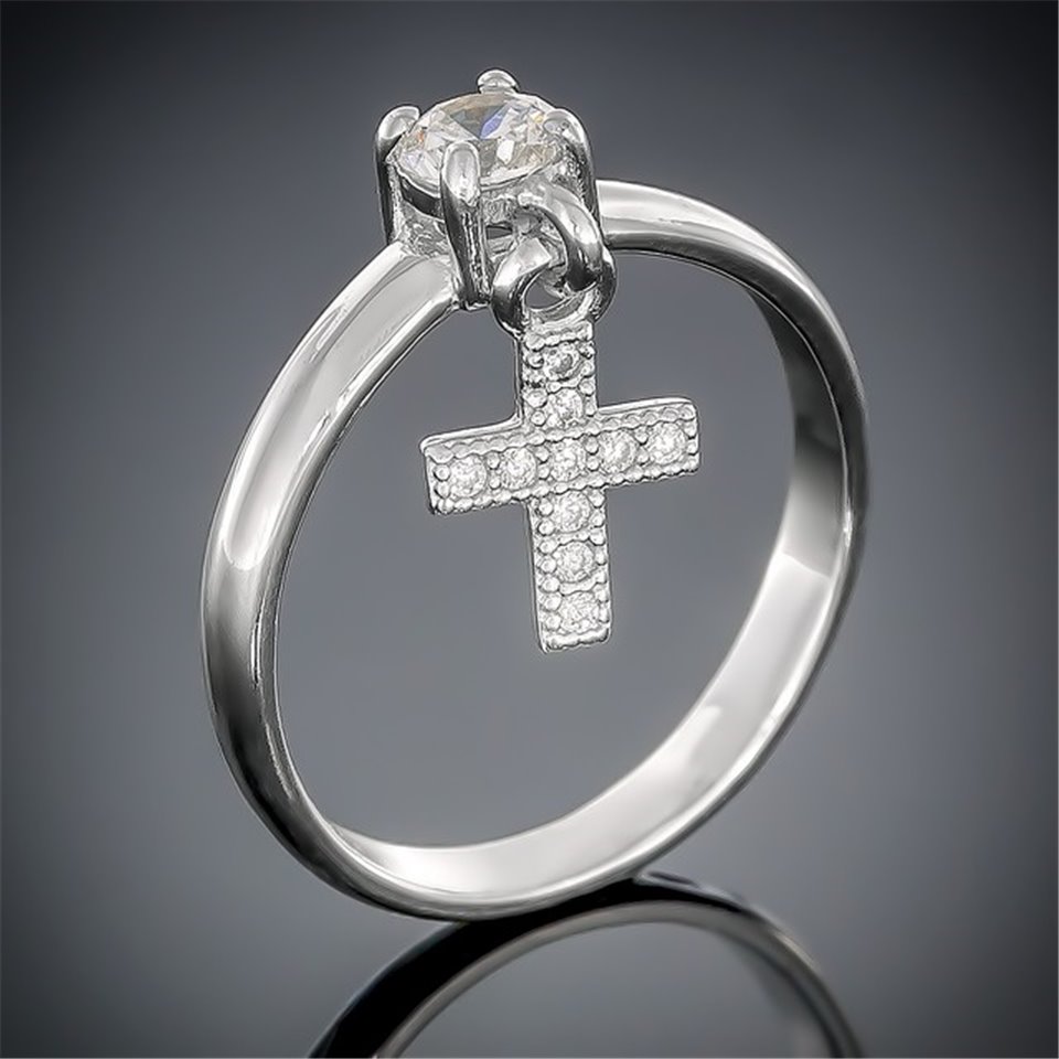 Перстень 473(6) цирконій білий Rh Timofeev