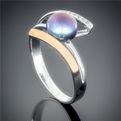 Перстень 470 перлина чорна Rh Timofeev