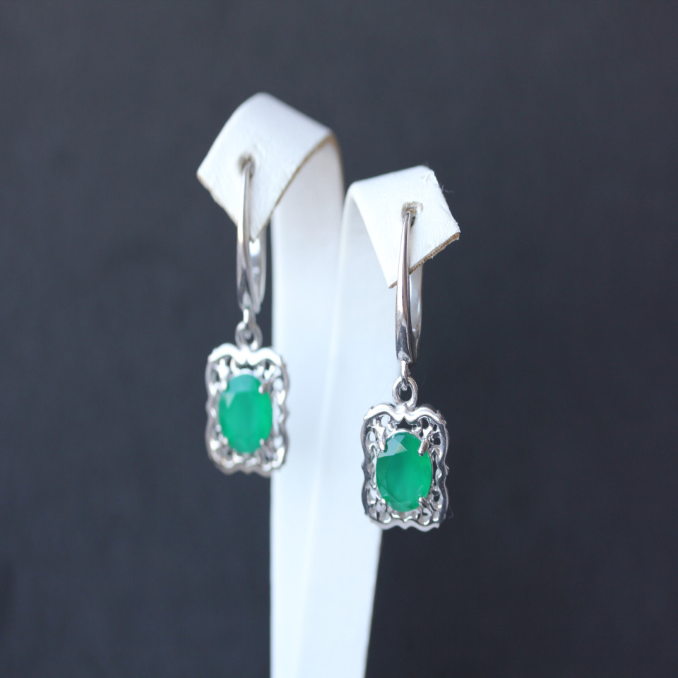 Сережки 610 агат зелений Timofeev