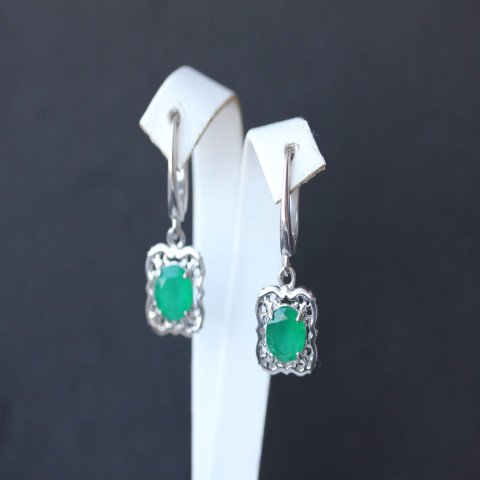 Сережки 610 агат зелений Timofeev