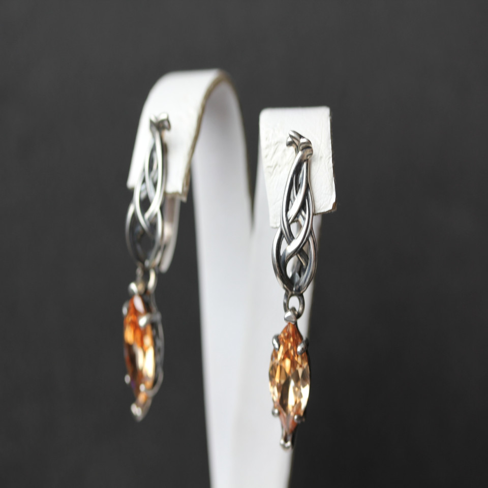 Сережки 615 цирконій шампань Timofeev
