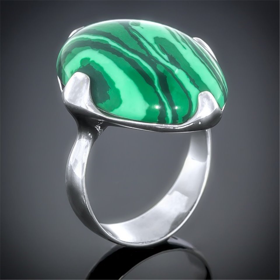Перстень 449 малахіт імітація Rh Timofeev
