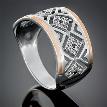 Перстень 427 цирконій білий/ч.с. Rh Timofeev