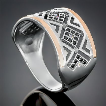 Перстень 427 цирконій чорний/б.с. Rh Timofeev