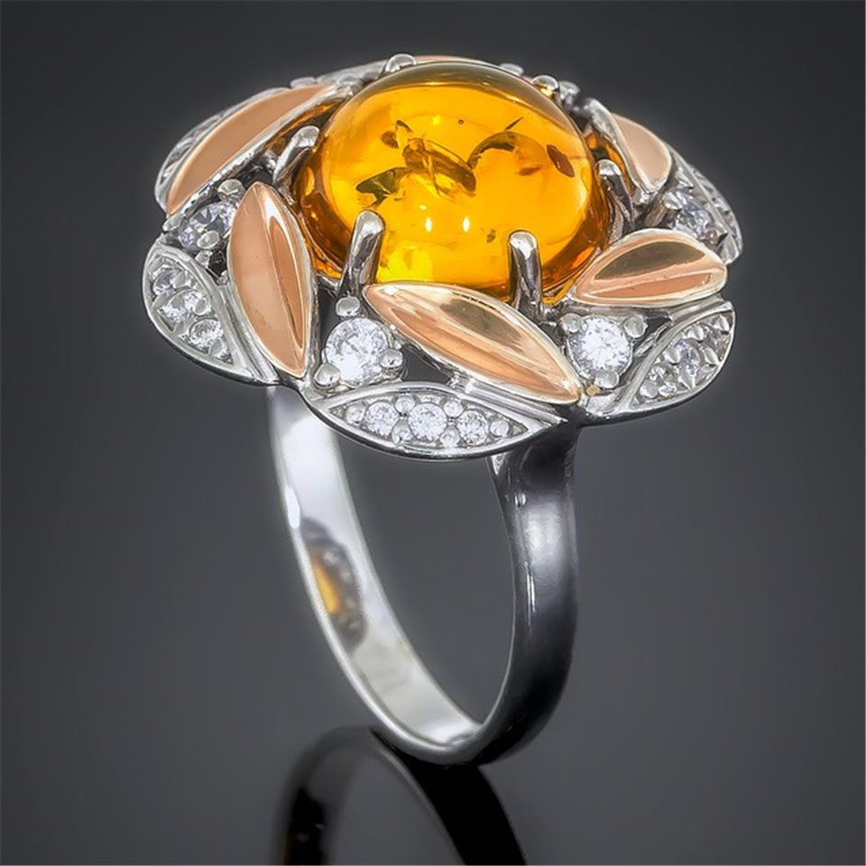 Перстень 425 янтарь імітація Rh Timofeev