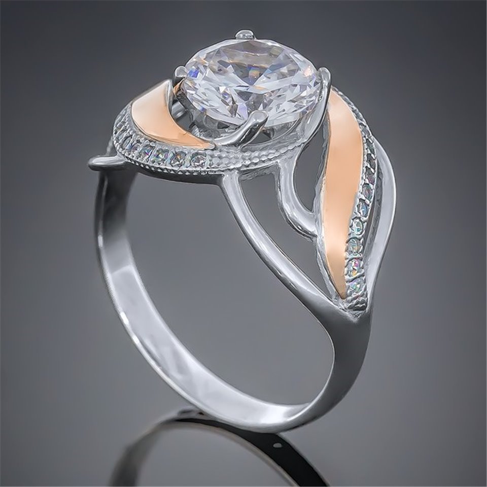 Перстень 420 цирконій білий Rh Timofeev