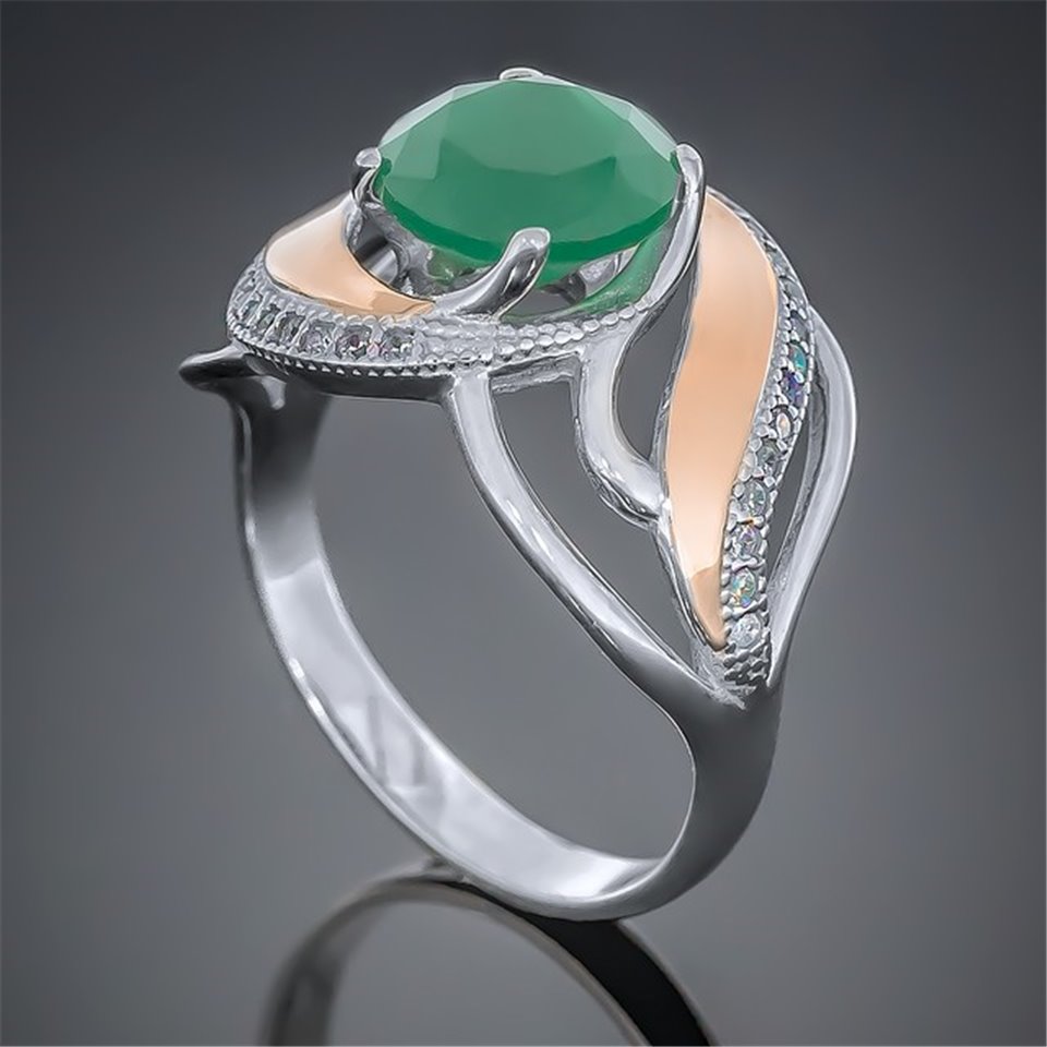 Перстень 420 агат зелений Rh Timofeev